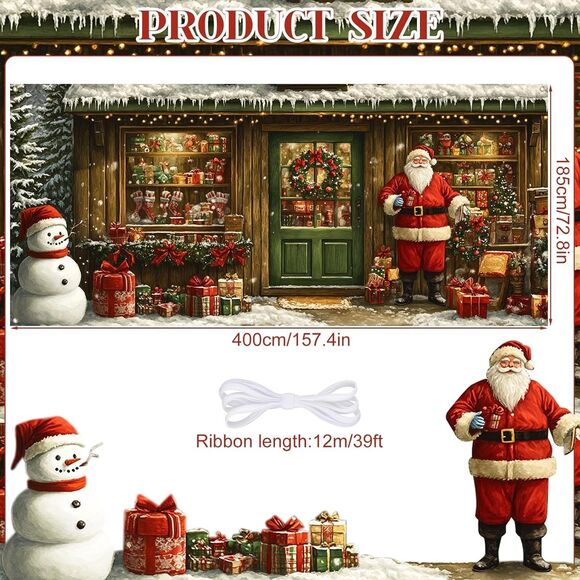Christmas Santa Garage Door Cover Decorations, 6x13 ft Vintage Christmas Santa's - Picture 5 of 10